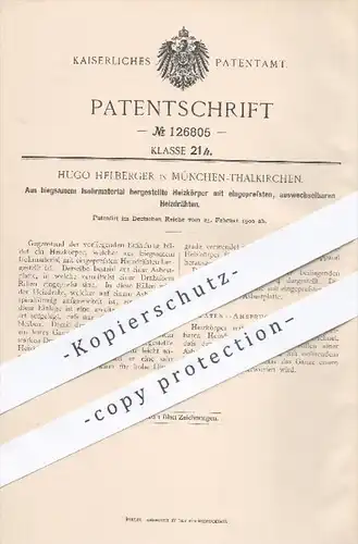 original Patent - H. Helberger , München Thalkirchen , 1900 , Heizkörper aus Isoliermaterial | Heizung , Heizen !!!