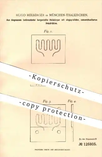 original Patent - H. Helberger , München Thalkirchen , 1900 , Heizkörper aus Isoliermaterial | Heizung , Heizen !!!