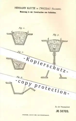 original Patent - Hermann Klette in Zwickau , 1886 , Konstruktion von Fußböden | Holzboden , Holz , Dielen , Parkett !!
