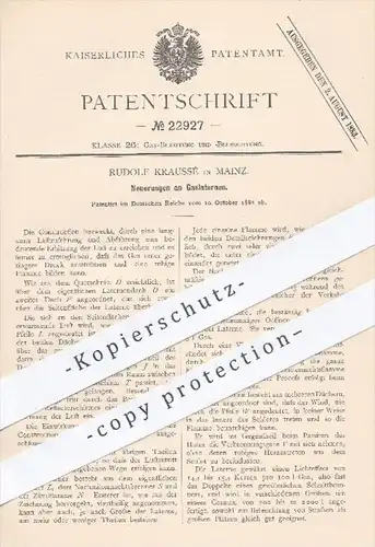 original Patent - R. Kraussé , Mainz , 1882 , Gaslaternen , Gaslaterne | Gas , Laterne , Licht , Lampen , Beleuchtung !!