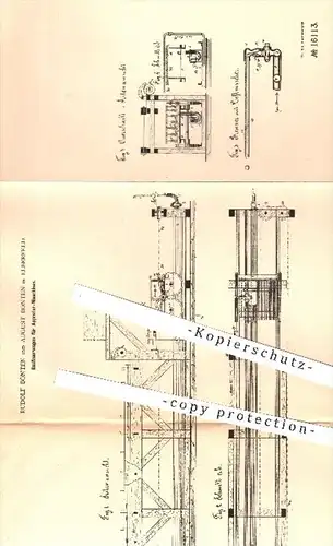 original Patent - Rudolf u. August Bönten , Elberfeld , 1881 , Gasfeuerwagen für Appretur - Maschinen | Appretieren !!!