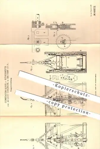 original Patent - C. Klinik , Königshütte u. A. Laschcyk , Beuthen , 1888 , Fangvorrichtung | Bergbau , Förderung !!!