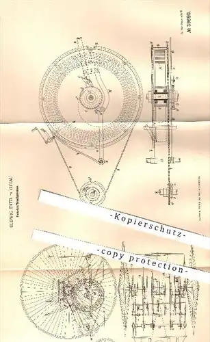 original Patent - Ludwig Entel , Zittau , 1886 , Federkraftmechanismus | Federkraft , Kraftmaschinen , Wagen , Velociped