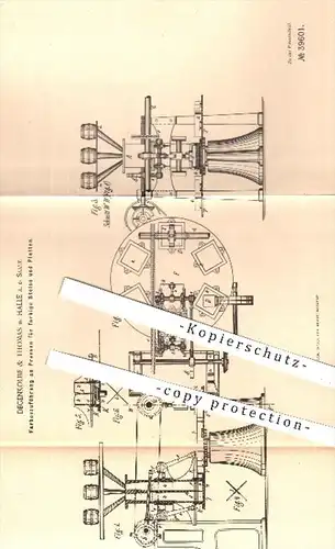 original Patent - Degenkolbe & Thomas , Halle / Saale , 1886 , Farbenzuführung an Pressen für farbige Steine u. Platten