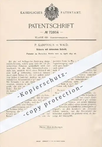 original Patent - P. Kamphaus in Wald , 1893 , Schere mit ziehendem Schnitt | Scheren , Gartenschere , Schneidzeuge !!!