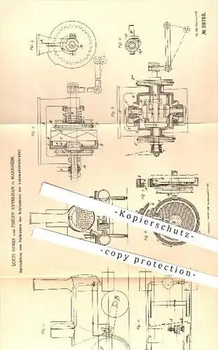 original Patent - L. Huber , Ph. Kippenhan , Mannheim , 1886 , Verhindern des Schleuderns der Lokomotivräder | Eisenbahn