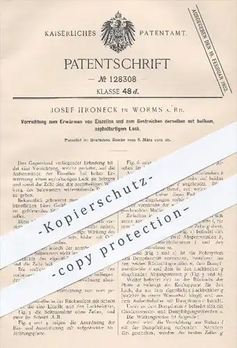 original Patent - Josef Hroneck , Worms , 1901 , Erwärmen u. Bestreichen von Eiszellen mit heißem Lack , Eis !!!