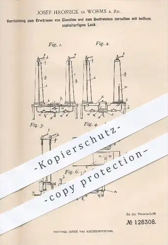 original Patent - Josef Hroneck , Worms , 1901 , Erwärmen u. Bestreichen von Eiszellen mit heißem Lack , Eis !!!