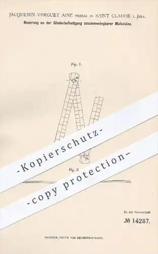 original Patent - Jacquemin Verguet Ainé Frères in Saint Claude i. Jura , 1800 , Gliederbefestigung am Maßstab , Maß !!!