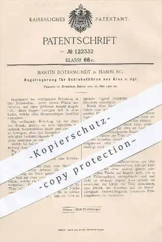 original Patent - Martin Rotermundt , Hamburg , 1900 , Kugellagerung für Schiebetüren aus Glas , Tür , Türen , Kugelager