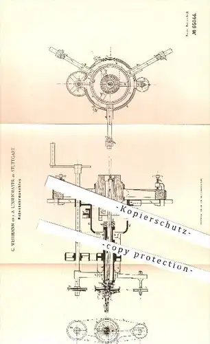 original Patent - C. Weitmann , A. Linsenmayer , Stuttgart , 1892 , Nabenbohrmaschine , Bohrmaschine , Bohren , Bohrer