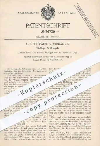 original Patent - C. E. Schwalbe in Werdau , 1893 , Vliesleger für Krempeln , Krempel , Spinnrad , Spinnen , Spinnerei