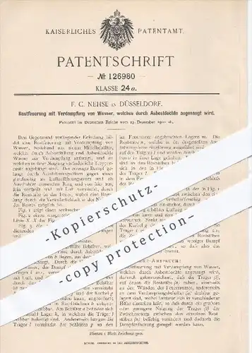 original Patent - F. C. Nehse in Düsseldorf , 1900 , Rostfeuerung mit Verdampfung von Wasser , Feuerung , Rost , Ofen !