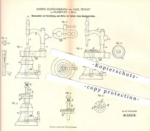 original Patent - J. Schwendemann , C. Perrot , Frankfurt Main , 1890 , Nietmaschine , Uhr , Uhren , Uhrwerk , Uhrmacher
