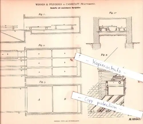 Original Patent  - Werner & Pfleiderer in Cannstatt , Württemberg , 1891 , Bäckerei !!!