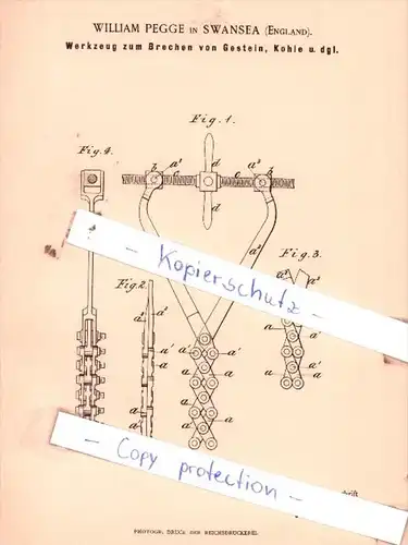 Original Patent  - William Pegge in  Swansea , England , 1895 , Bergbau !!!