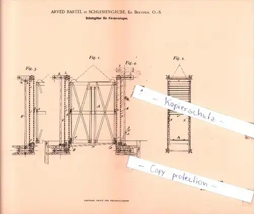 Original Patent  - Arved Bartel in Schlesiengrube, Kr. Beuthen, O.-S. , 1895 , Hebezeuge !!!