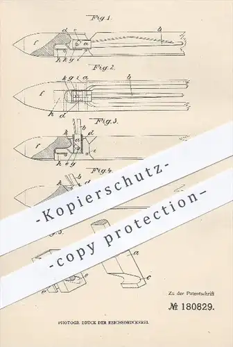 original Patent - R. Egelkraut , Gera , 1906 , Webschützen mit wechselbarer Spindel , Weben , Weber , Weberei , Webstuhl