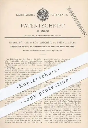 original Patent - F. Süther , Rüttenscheid / Essen , 1893 , Eisschuh für Hufeisen , Hufbeschlag , Pferd , Pferde , Hufen