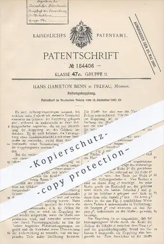 original Patent - Hans Hamilton Benn in Prerau , Mähren , 1905 , Reibungskupplung , Kupplung , Reibung , Kraftfahrzeuge