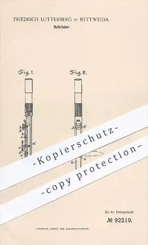 original Patent - Fr. Lutterberg , Mittweida , 1896 , Reissfeder , Feder , Federn , Ziehfeder , Zirkel , Instrumente !!!