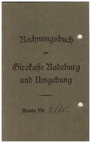 Sparbuch der Sparkasse Radeburg , 1944 , Pfarrer , Kirche ,  Bank !!!
