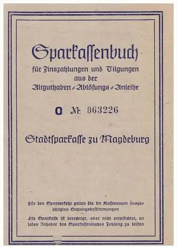 Sparbuch der Sparkasse Magdeburg , 1952-1955 , Joachim Röpke , Jordanstrasse , Bank !!!