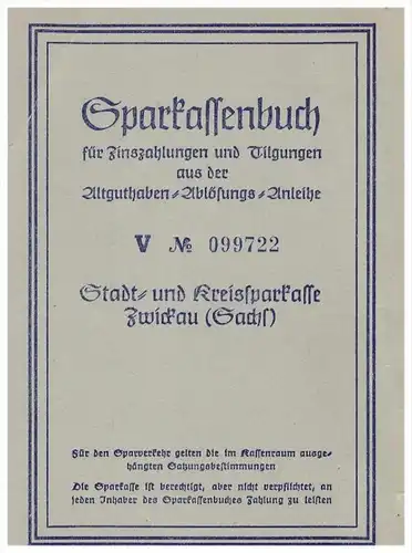 Sparbuch der Sparkasse Schönfels / Lichtentanne b. Zwickau , 1952-1955 , Ursula Unger in Schönfels , Bank !!!