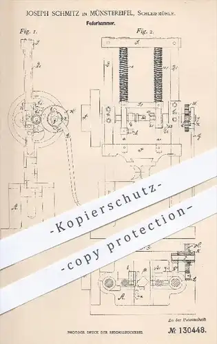 original Patent - J. Schmitz , Münstereifel Schleifmühle , 1900 , Federhammer , Hammer , Schlaghammer , Motor , Hubkraft