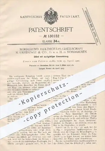 original Patent - Elektrizitäts-Gesellschaft H. Unverzagt & Co. GmbH , Nordhausen , 1901 , Dübel mit Ummantelung , Bau !
