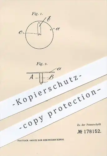 original Patent - Fr. Motz , Brandenburg / Havel , 1905 , Reißnagel aus einem Stück , Reißzwecke , Büromaterial !!!