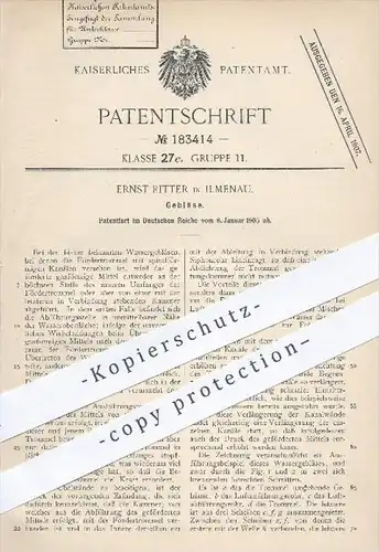 original Patent - Ernst Ritter in Ilmenau , 1905 , Gebläse , Lüftung , Luft , Wassergebläse !!!