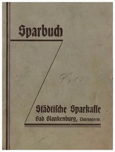 Sparbuch Sparkasse , Bad Blankenburg 1939-46 , Rosa Förtsch !!!!
