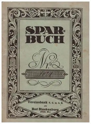 Sparbuch Sparkasse , Bad Blankenburg 1931 , Rosa Förtsch !!!!