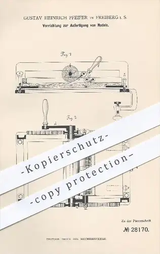 original Patent - G. H. Pfeifer , Freiberg , 1884 , Herstellung von Nudeln , Nudel , Haushalt , Kochen , Koch , Küche