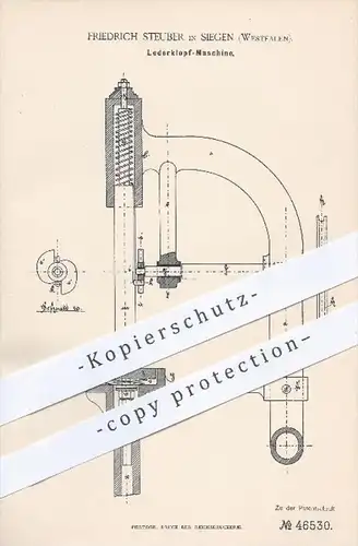 original Patent - Friedrich Steuber in Siegen , 1888 , Lederklopf - Maschine , Leder , Schuhe , Schuster , Schuhwerk !!!