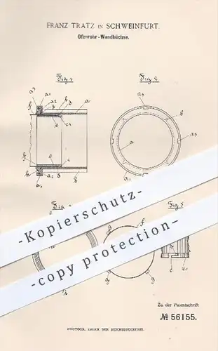 original Patent - Franz Tratz in Schweinfurt , 1890 , Ofenrohr - Wandbüchse , Ofen , Öfen , Kamin , Heizung , Feuerung !