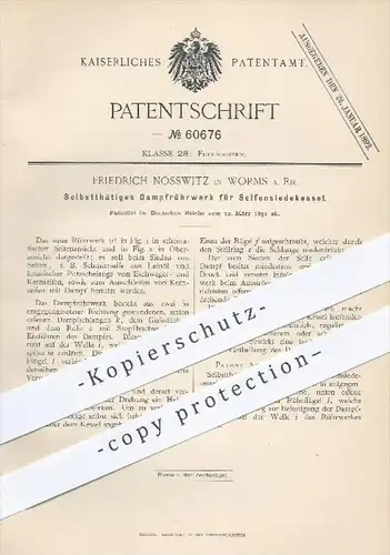 original Patent - Friedrich Nosswitz in Worms , 1891 , Selbsttätiges Dampfrührwerk für Seifensiedekessel , Seifen , Fett
