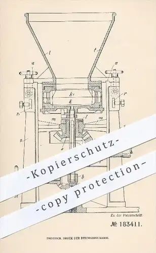 original Patent - Oscar Mosebach in Zwickau , 1905 , Trichter - Farbenreibmühlen , Mühlen , Mühle , Müllerei , Mahlstein