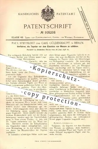 original Patent - P. Steusloff , Carl Güldenhaupt , Berlin , 1898 , Schutz vor Wanzen an Tapeten , Schädlingsbekämpfung