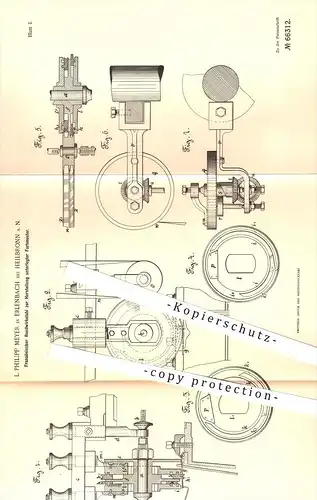 original Patent - L. Philipp Meyer , Erlenbach  Heilbronn , 1891 , Französischer Rundwirkstuhl für unterlegte Farbmuster