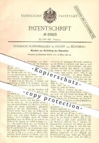 original Patent - Fr. Scherrbacher , Feucht / Nürnberg , 1892 , Herstellung von Rohrmatten , Rohr , Schilfrohr , Weber !