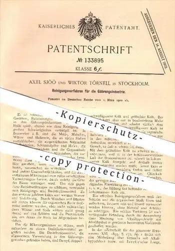 original Patent - Axel Sjöö und Wiktor Törnell in Stockholm , 1900 , Reinigung in der Gährungsindustrie , Gährung !!!