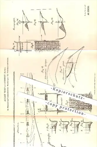 original Patent - August Wolf in Landshut , 1885 , Im Wasserlauf schwebender Baukörper für Flusskorrektionen , Wasserbau