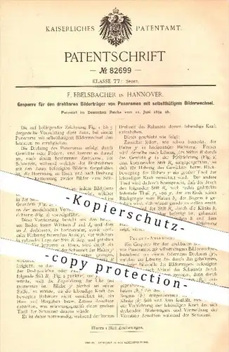 original Patent - F. Ebelsbacher , Hannover 1894 , Sperre für Bildträger mit selbsttätigem Wechsel der Bilder , Panorama