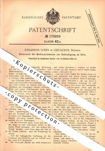 Original Patent - Johannes Lukes in Libuschin / Libusin , 1904 , Untersatz für Meßinstrumente  !!!