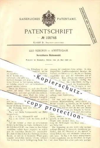 original Patent - Leo Simonis in Amsterdam , 1898 , Verstellbares Büstenmodell , Büste , Schneider , Schneiderei , Mode