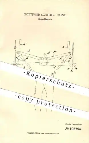 original Patent - G. Scheld , Kassel , 1897 , Schlachtspreize , Schlachten , Schlachter , Schlachterei , Fleischer !!