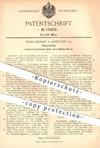original Patent - E. Bippart , Arnstadt , 1904 , Doppelpflug , Pflug , Pflüge , Pflügen , Landwirtschaft , Bauer , Schar