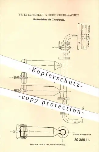 original Patent - Fritz Schreiber , Burtscheid - Aachen , 1883 , Deckverfahren für Zuckerbrote , Zucker , Brot , Bäcker